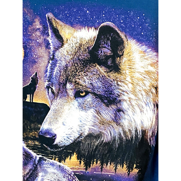 Vintage Alaska Wolf Wolves Graphic Blue Short Sleeve T Shirt Nature Size Large - Picture 5 of 9